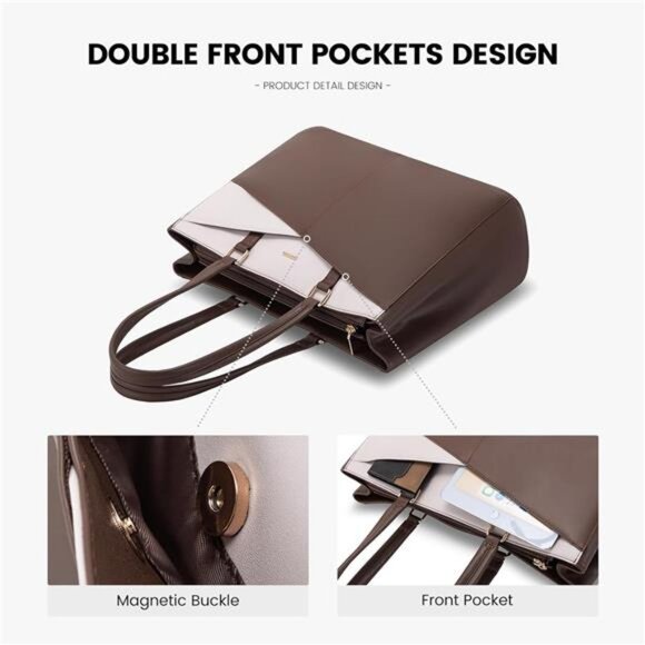 Womens 15.6 Inch Tote Bags Waterproof Coffee - Picture 2 of 6